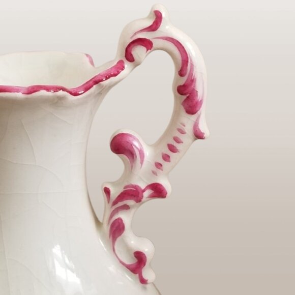 ERPHILA GERMANY Antique White Vase Hand Painted Pink Countryside Landscape - Picture 7 of 13